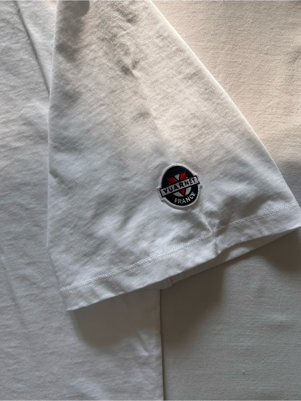 Vuarnet France White T-Shirt Logo Sleeve Casual Tee - Picture 3 of 7